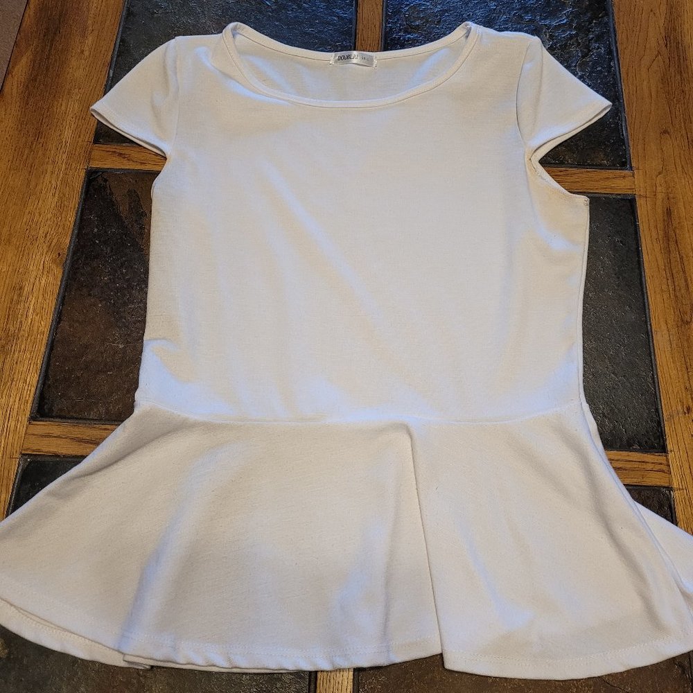 White peplum top